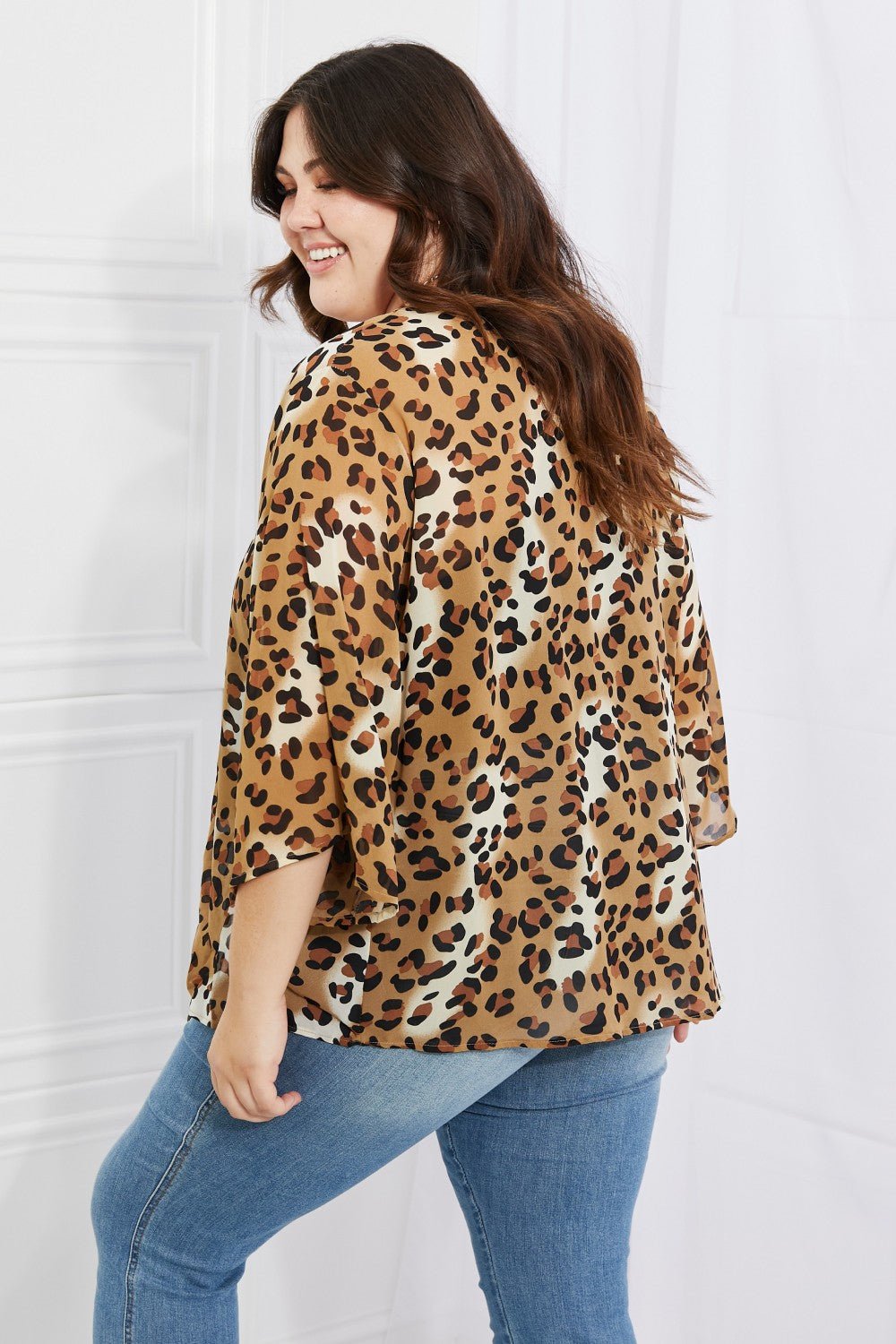 Melody - Animal Print Kimono in Camel