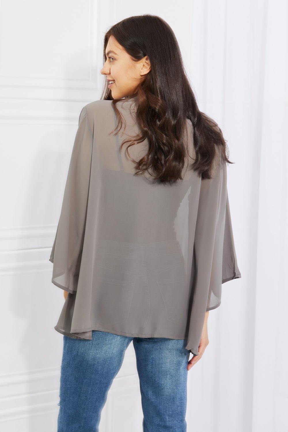 Melody - Chiffon Kimono in Mid Grey