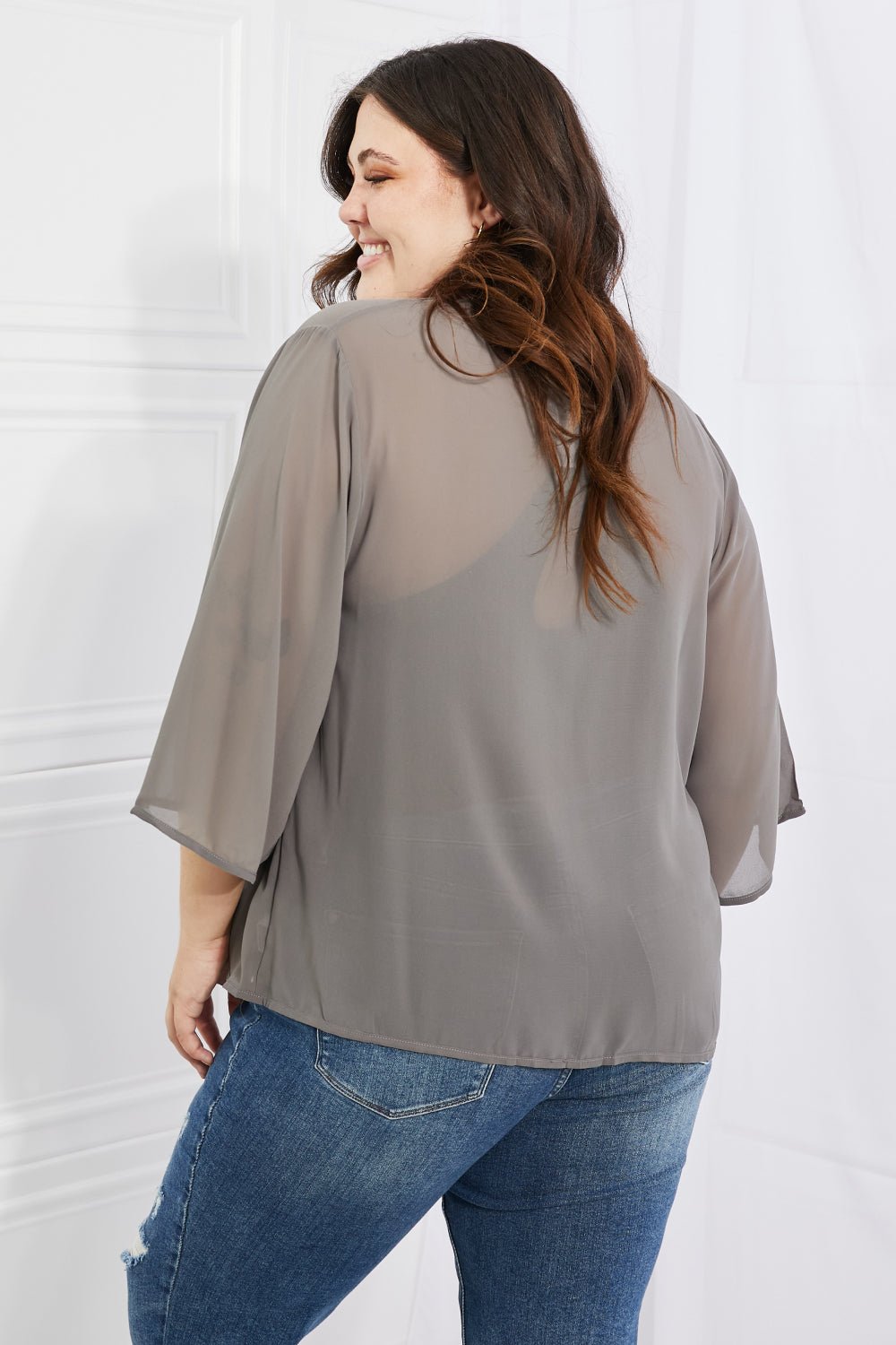 Melody - Chiffon Kimono in Mid Grey