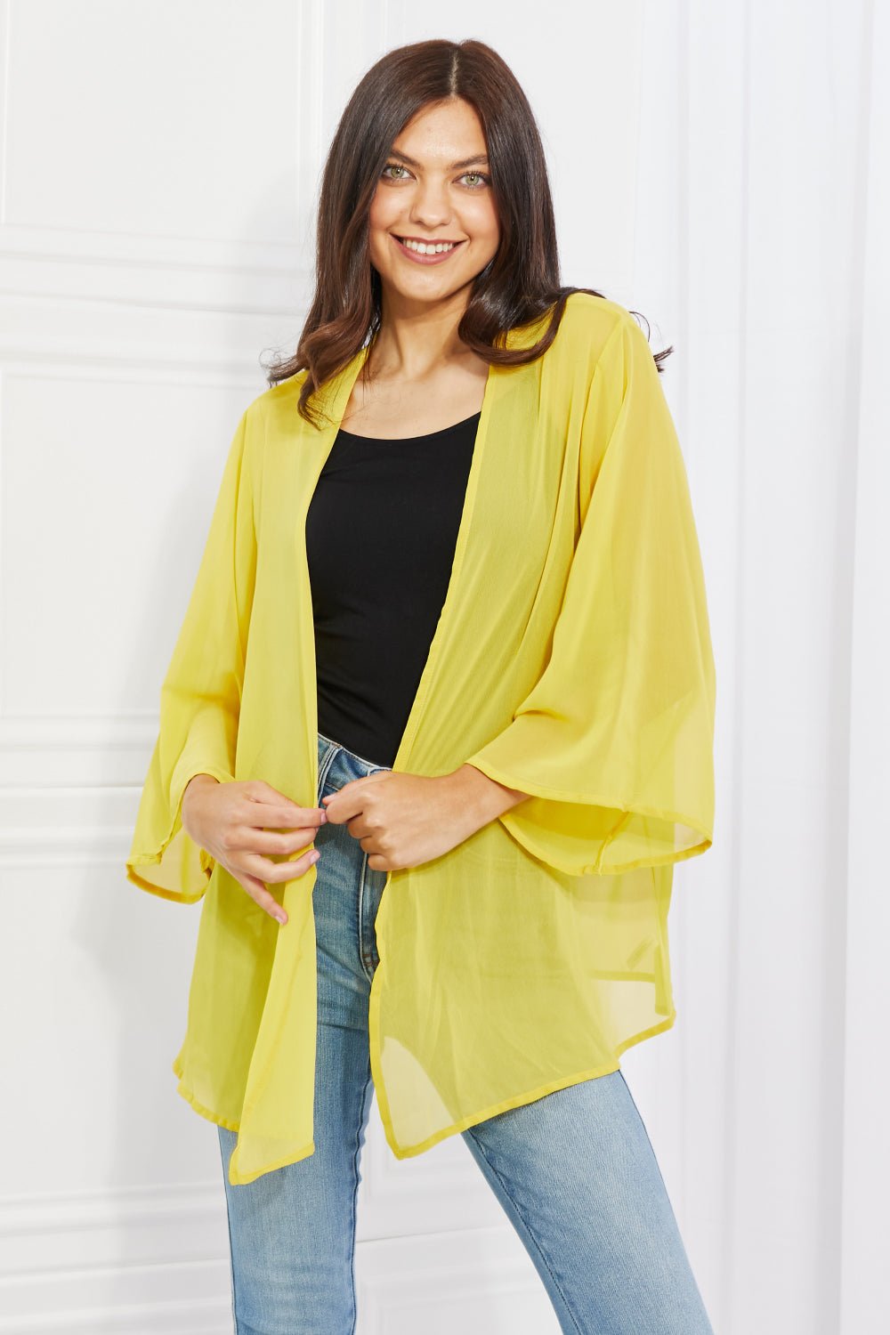 Melody - Chiffon Kimono in Yellow