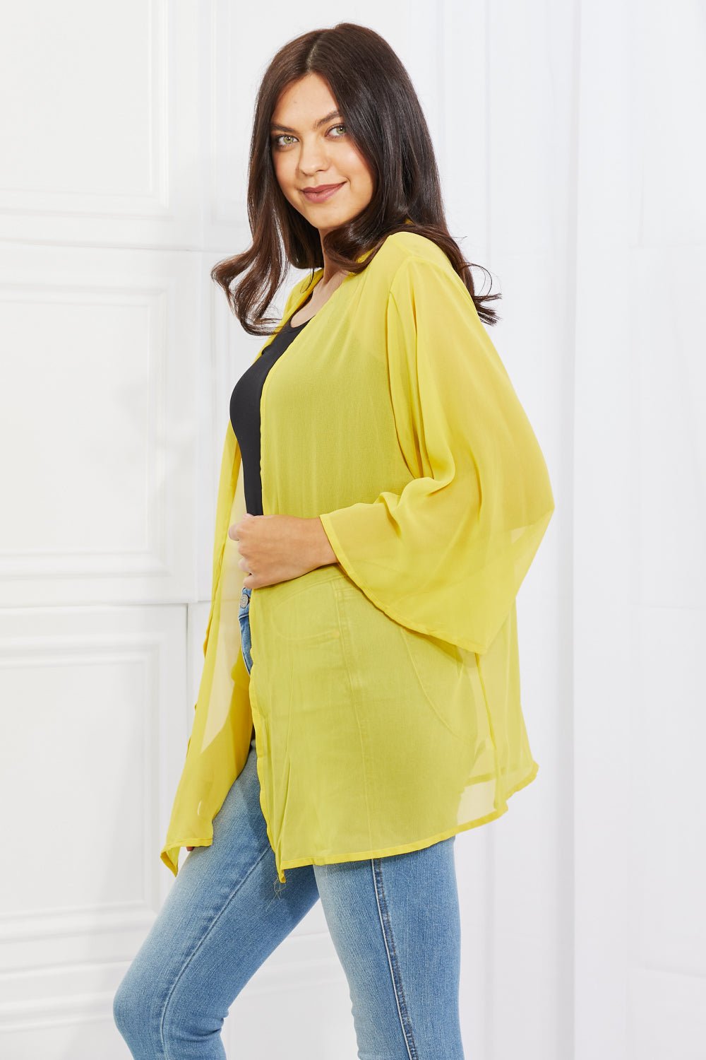 Melody - Chiffon Kimono in Yellow