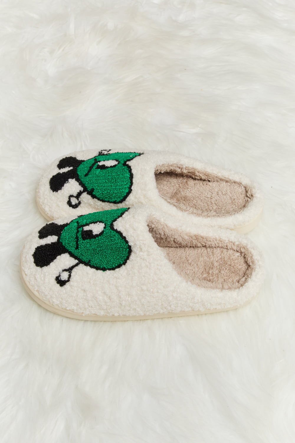 Melody - Love Heart Print Plush Slippers