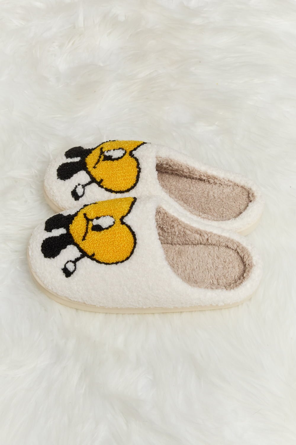 Melody - Love Heart Print Plush Slippers