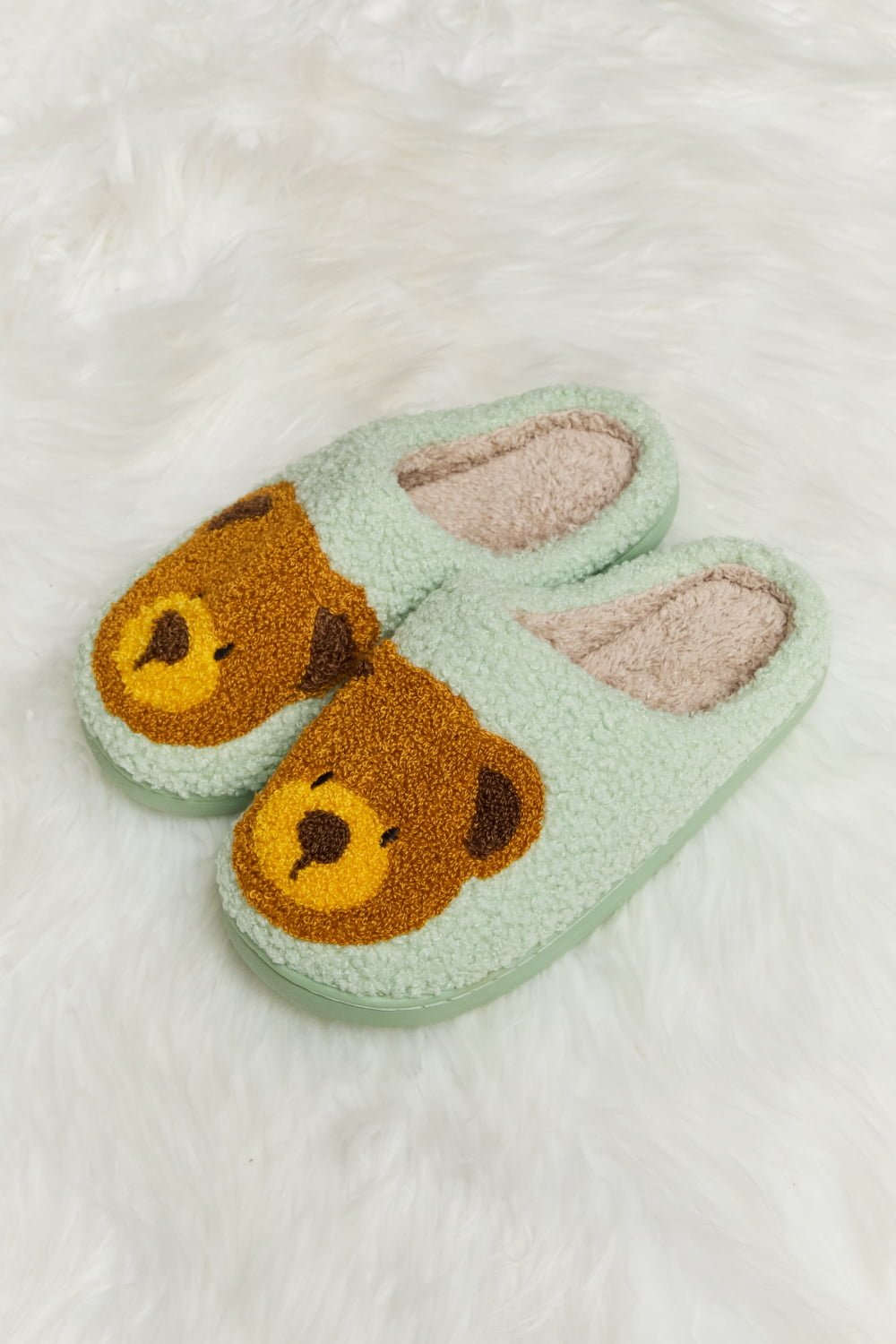 Melody - Teddy Bear Print Plush Slide Slippers