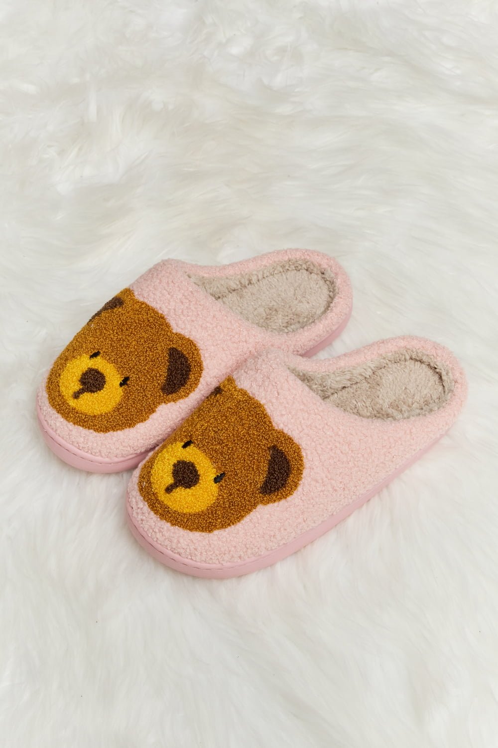 Melody - Teddy Bear Print Plush Slide Slippers