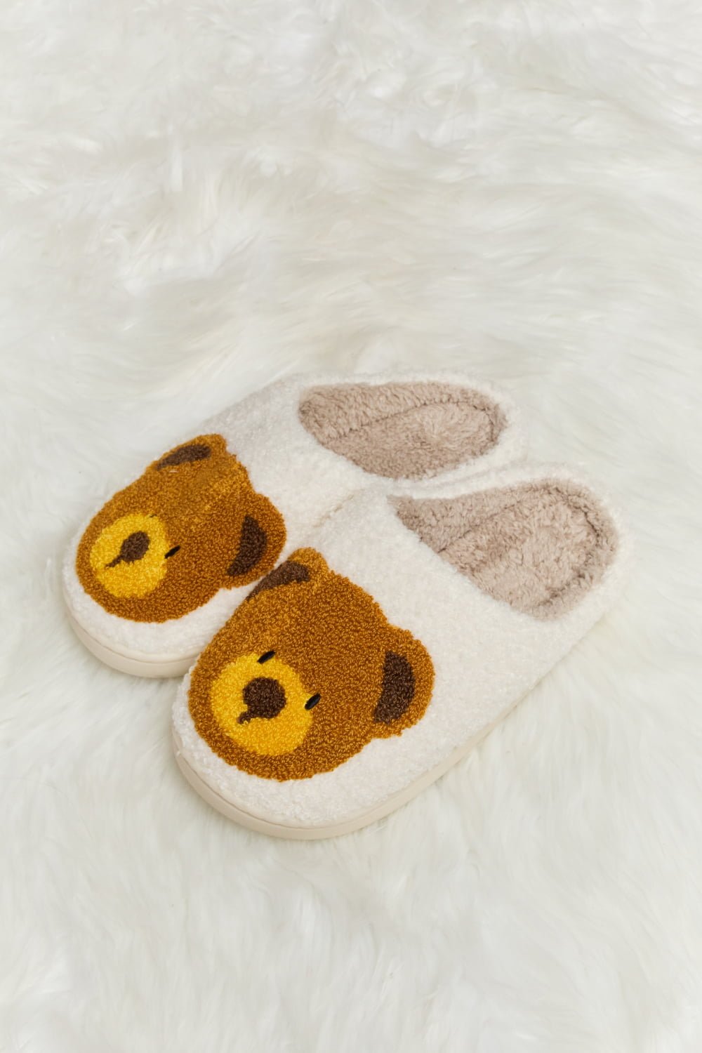 Melody - Teddy Bear Print Plush Slide Slippers