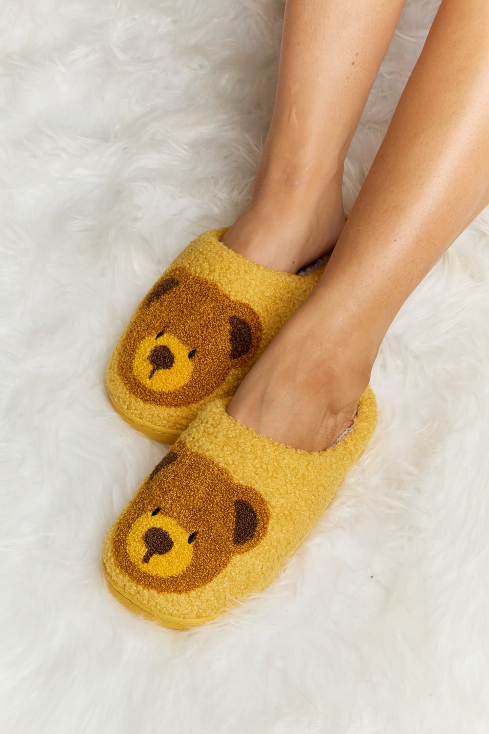 Melody - Teddy Bear Print Plush Slide Slippers