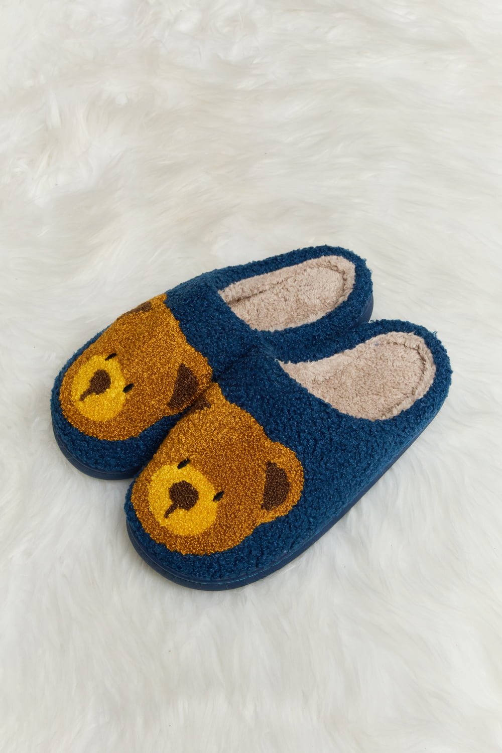 Melody - Teddy Bear Print Plush Slide Slippers