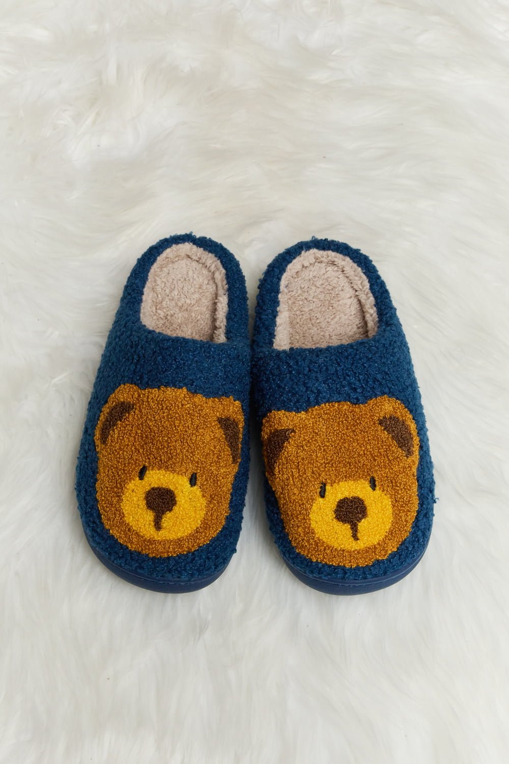 Melody - Teddy Bear Print Plush Slide Slippers