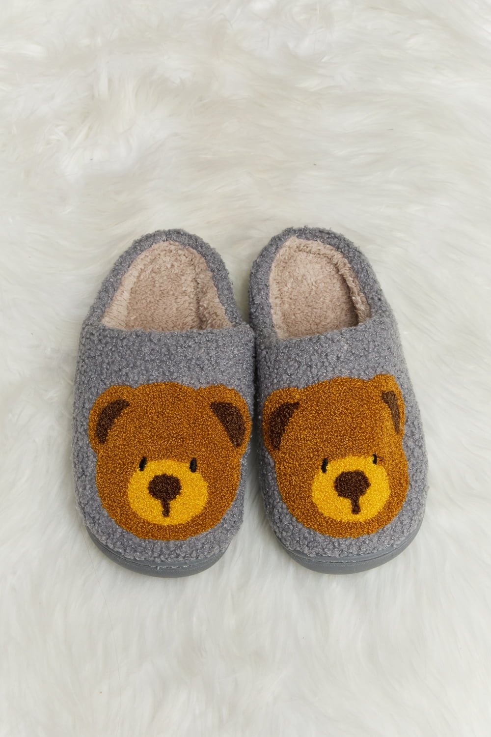 Melody - Teddy Bear Print Plush Slide Slippers