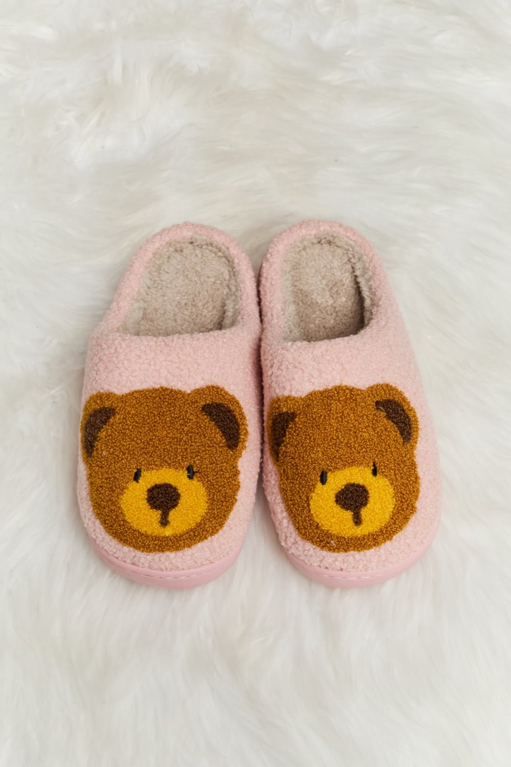 Melody - Teddy Bear Print Plush Slide Slippers