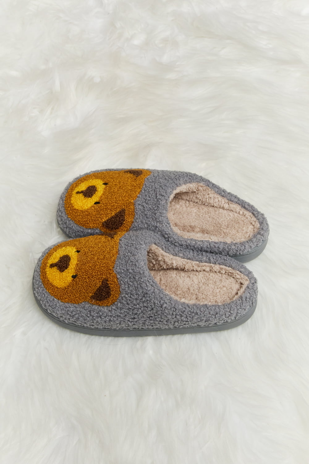 Melody - Teddy Bear Print Plush Slide Slippers