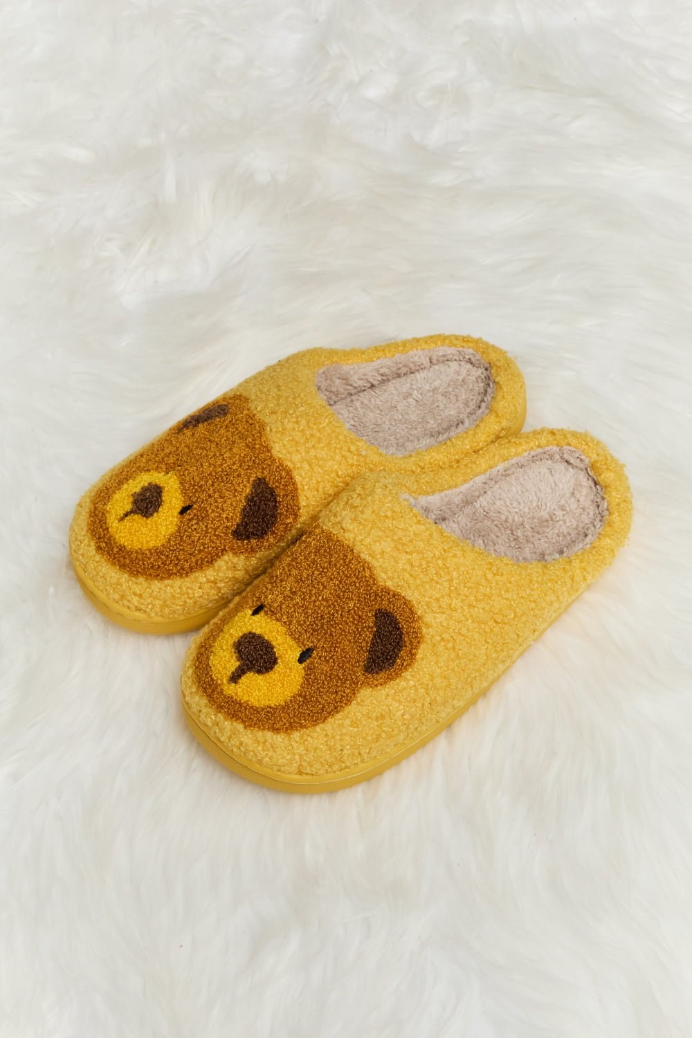 Melody - Teddy Bear Print Plush Slide Slippers