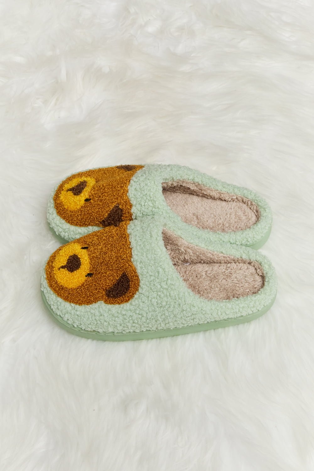 Melody - Teddy Bear Print Plush Slide Slippers