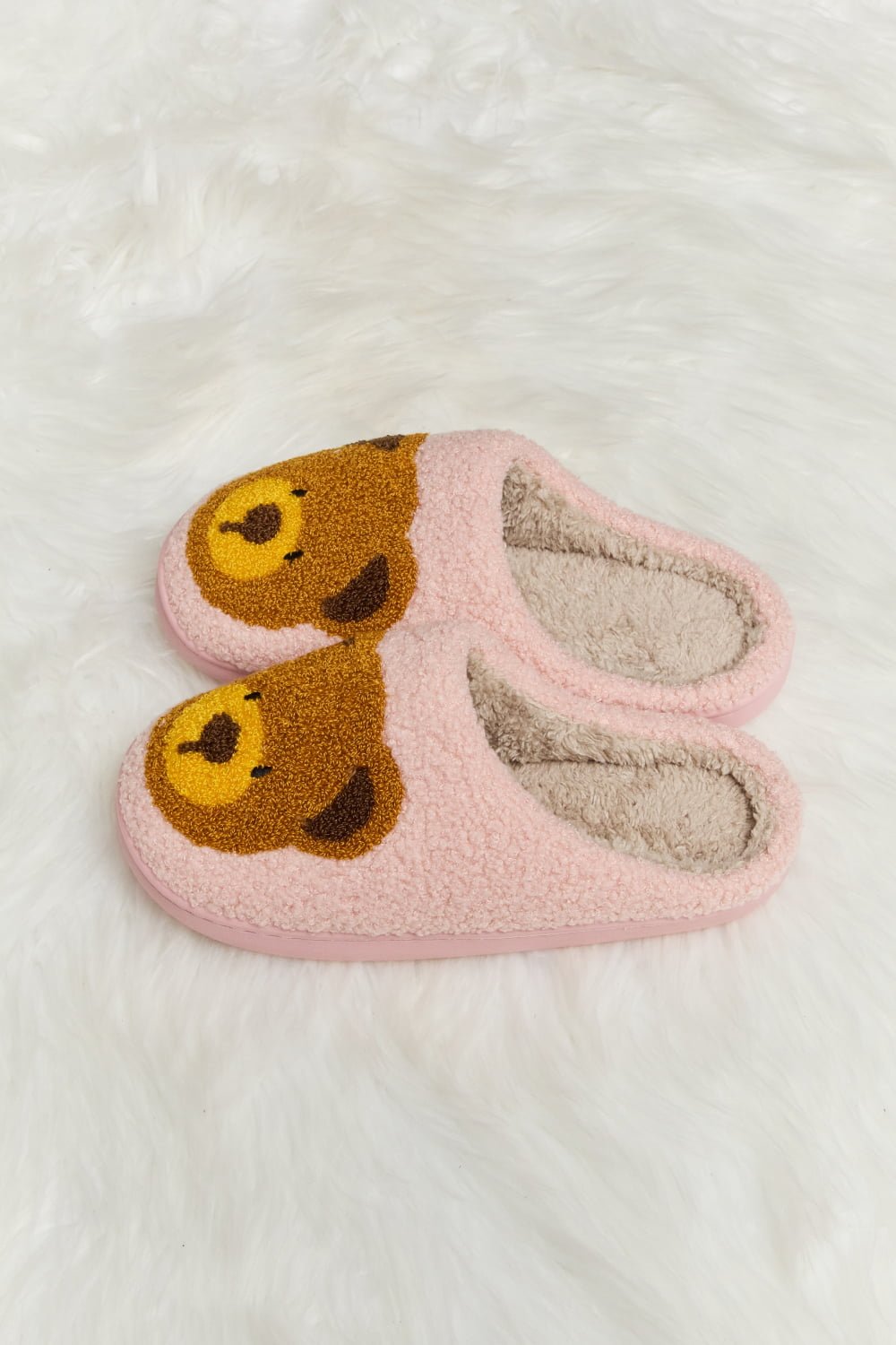 Melody - Teddy Bear Print Plush Slide Slippers