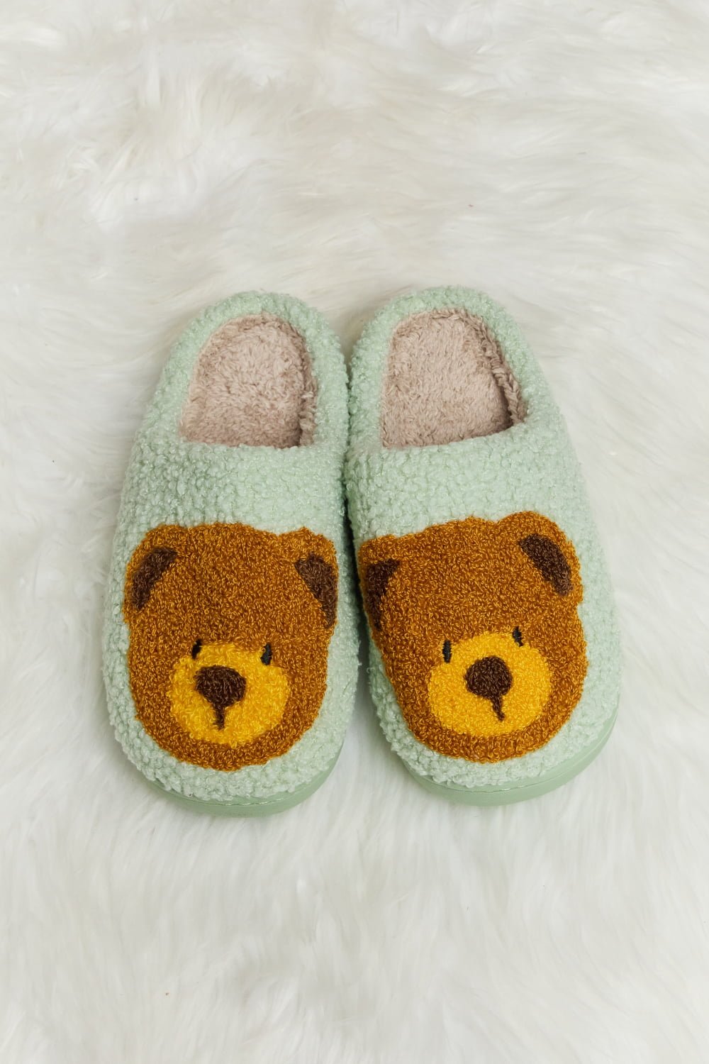 Melody - Teddy Bear Print Plush Slide Slippers