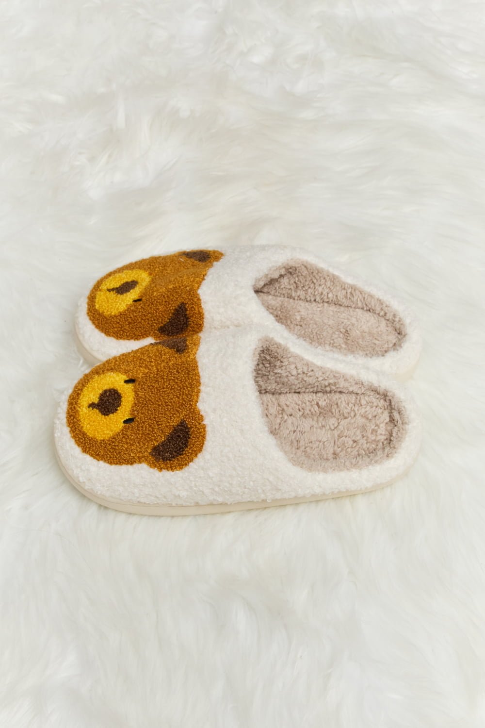 Melody - Teddy Bear Print Plush Slide Slippers