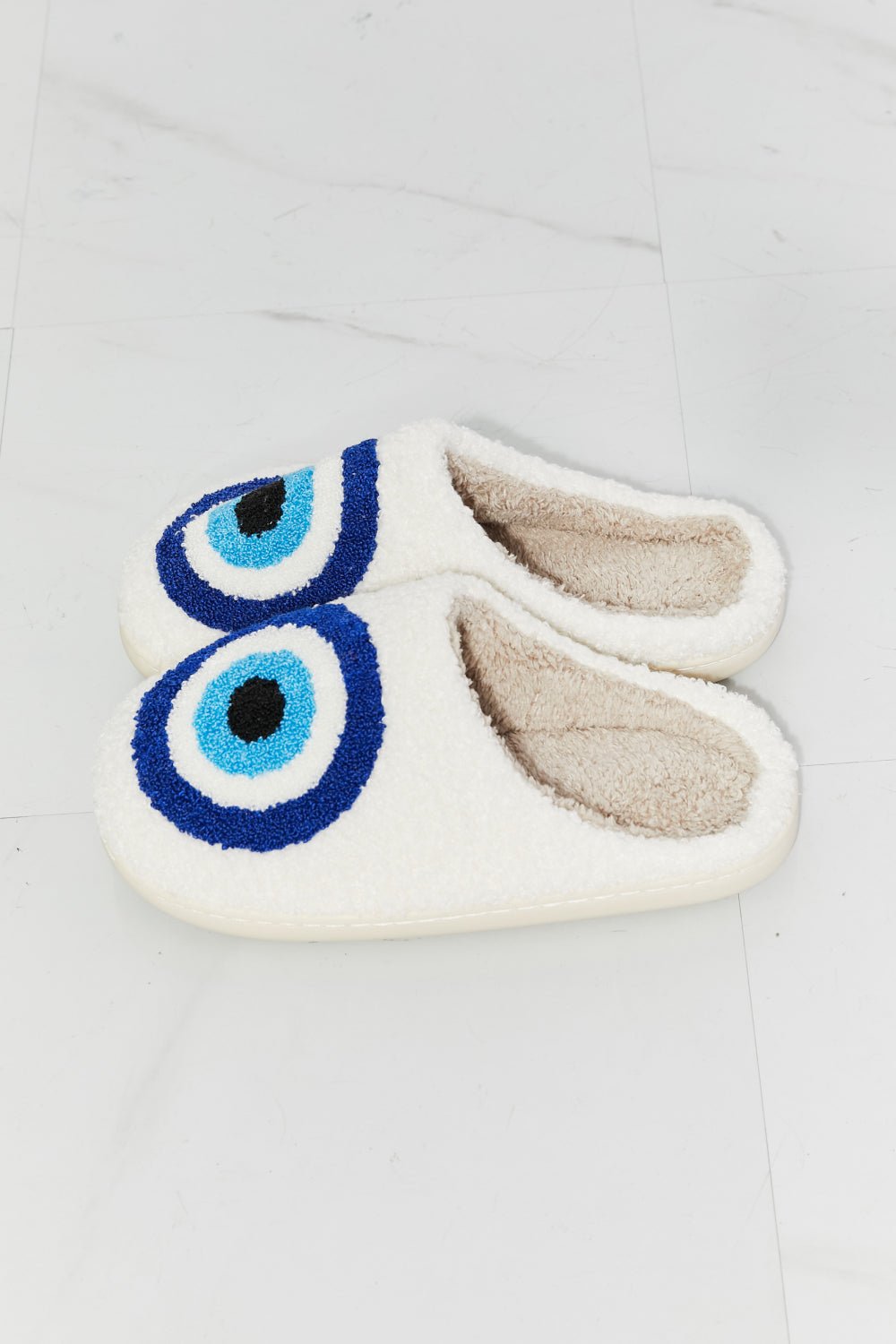 MelodyEvil Eye Plush Slipper in Sky Blue