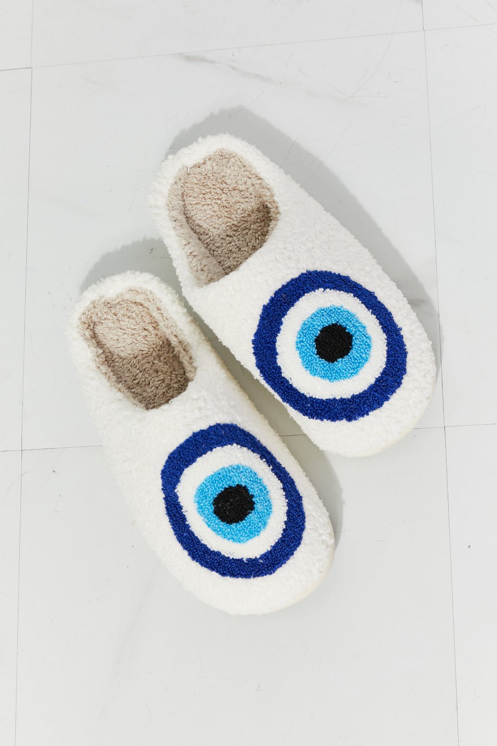 MelodyEvil Eye Plush Slipper in Sky Blue