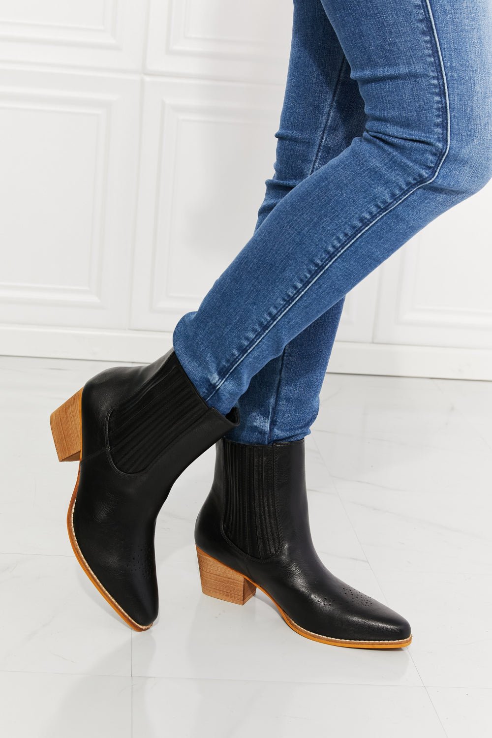 MelodyStacked Heel Chelsea Boot in Black