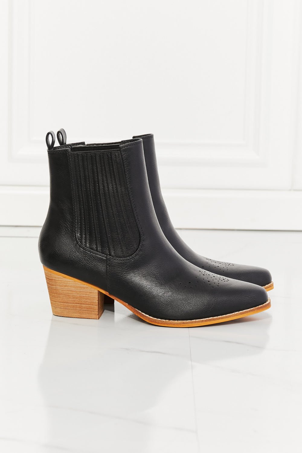 MelodyStacked Heel Chelsea Boot in Black