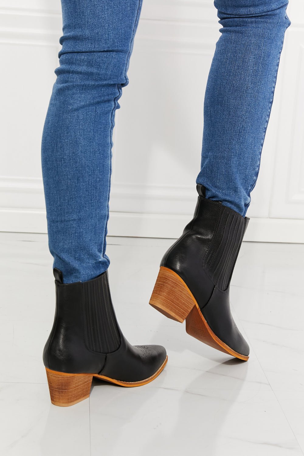 MelodyStacked Heel Chelsea Boot in Black