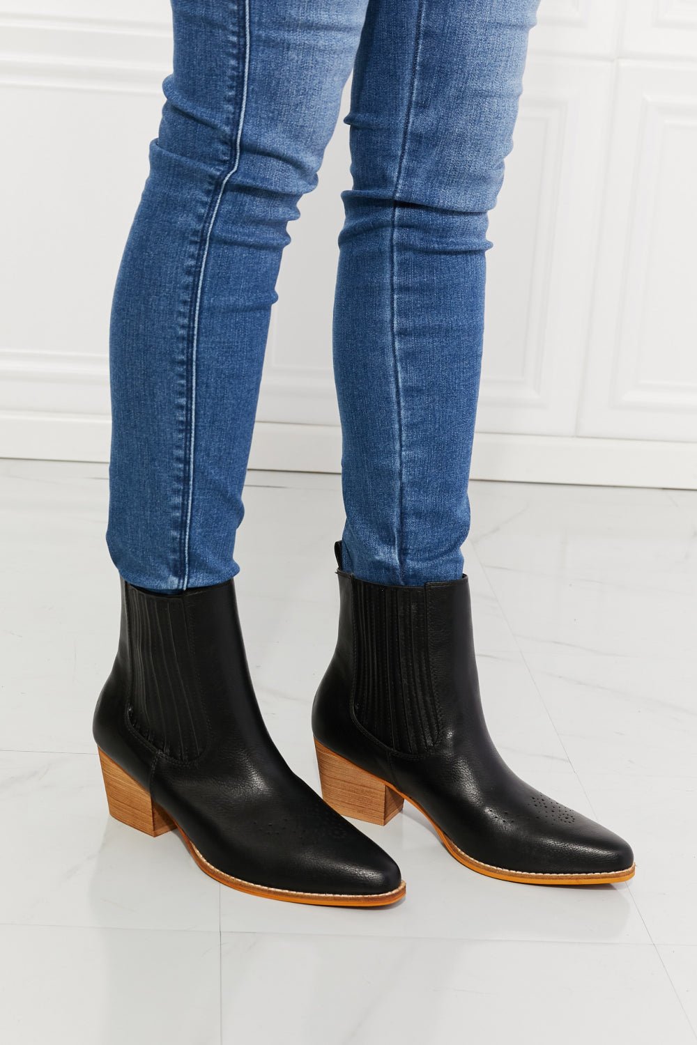 MelodyStacked Heel Chelsea Boot in Black