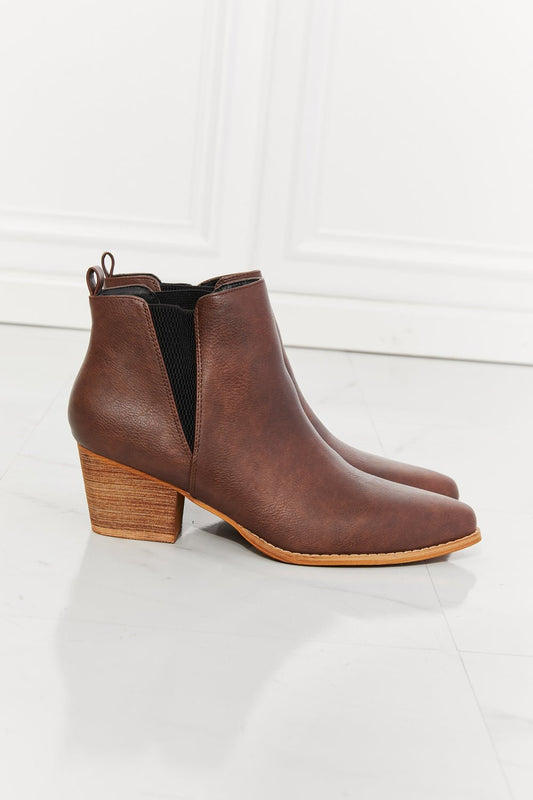 MelodyVegan Leather Pointed Toe Bootie in Chocolate