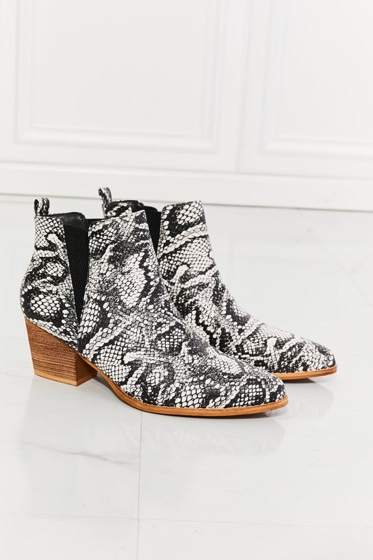 MelodyVegan Leather Pointed Toe Bootie in Snakeskin