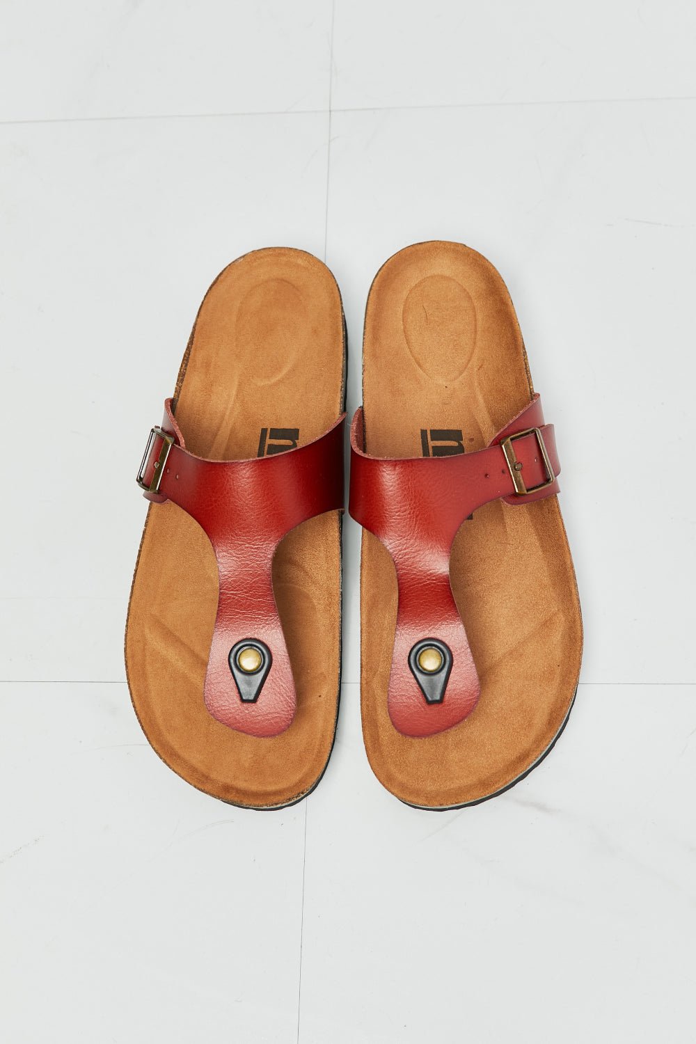 MelodyVegan Leather T - Strap Flip - Flop in Deep Red