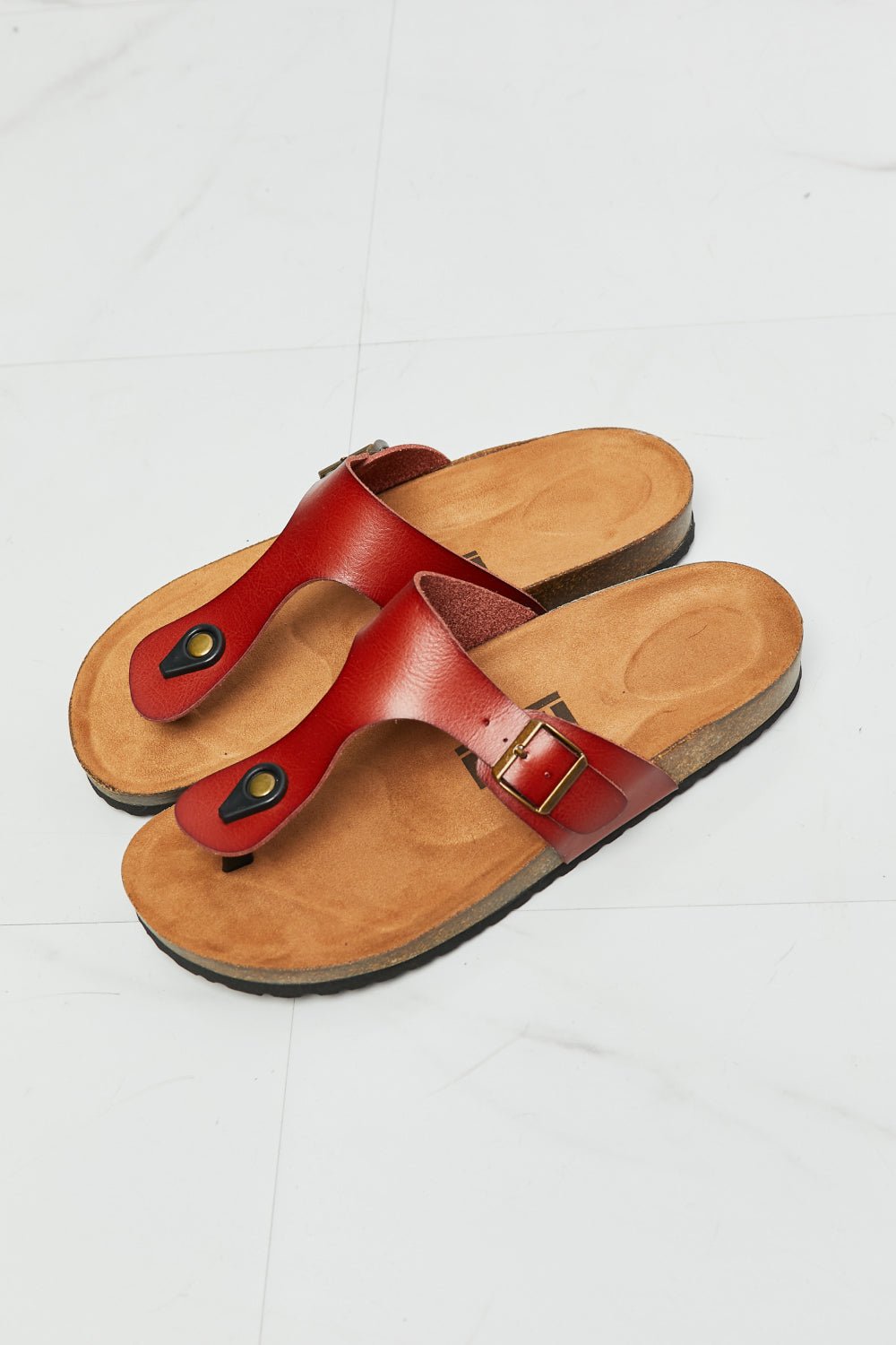 MelodyVegan Leather T - Strap Flip - Flop in Deep Red