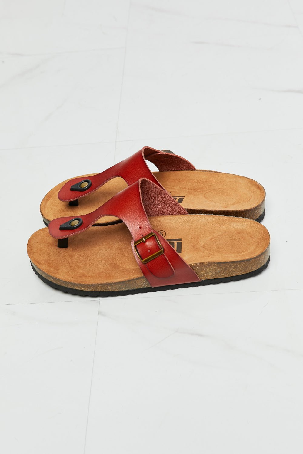 MelodyVegan Leather T - Strap Flip - Flop in Deep Red