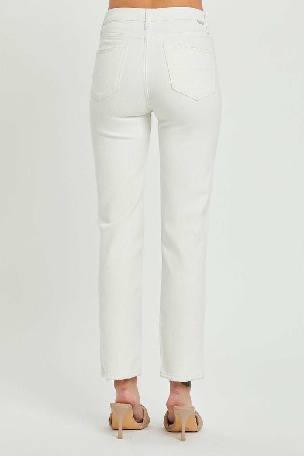 Mid-Rise Tummy Control Jeans in WhiteJeansRISEN
