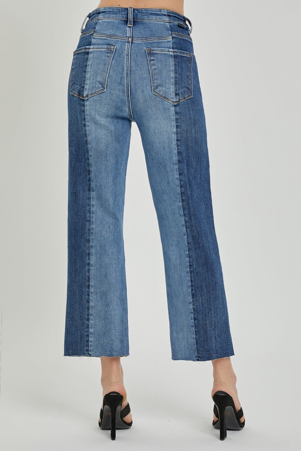 Mid-Rise Waist Two-Tones Jeans in Dark ComboJeansRISEN