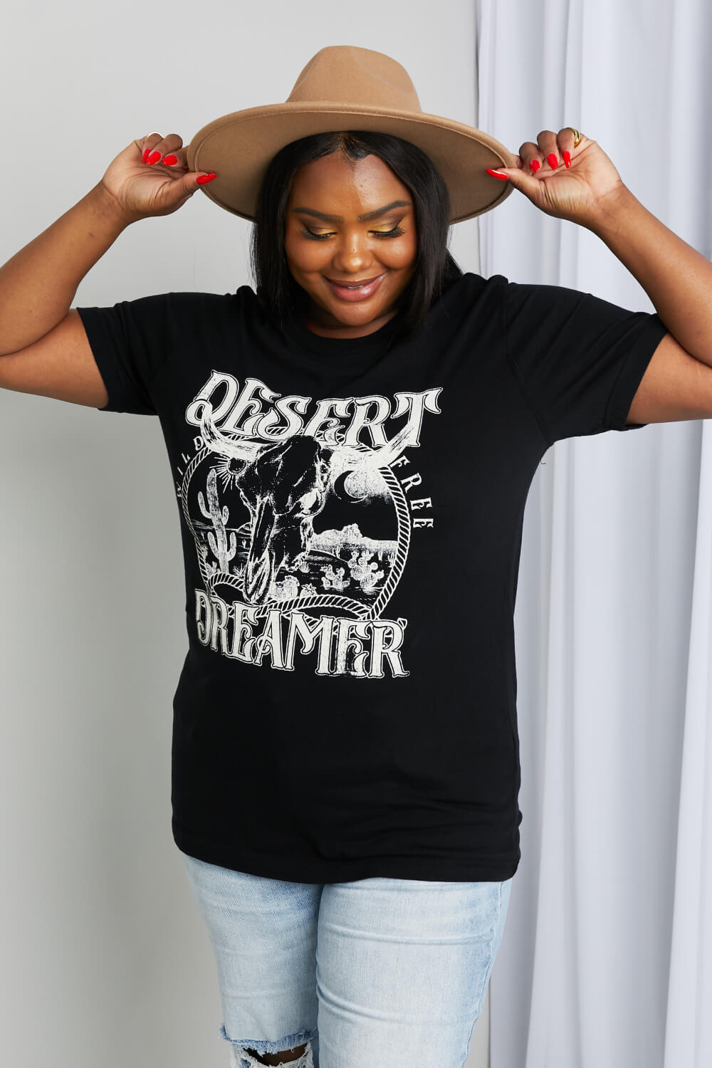 mineBDesert Dreamer Steer Skull Graphic Tee in Black