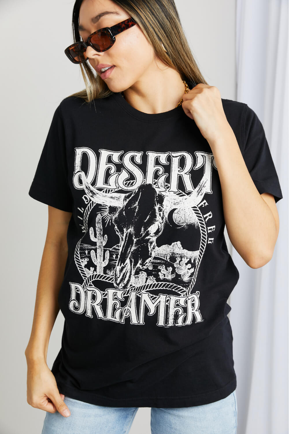 mineBDesert Dreamer Steer Skull Graphic Tee in Black