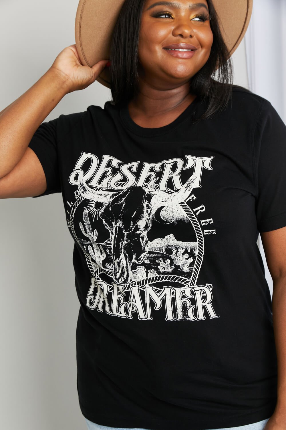 mineBDesert Dreamer Steer Skull Graphic Tee in Black