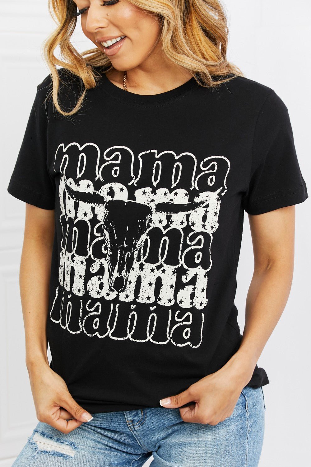 mineBMama Graphic Cotton Tee in Black