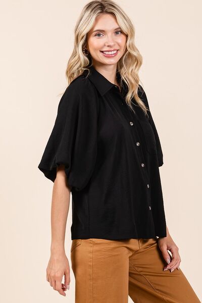 Mittoshop - Black Bubble Sleeve Shirt