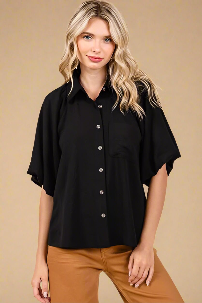 Mittoshop - Black Bubble Sleeve Shirt