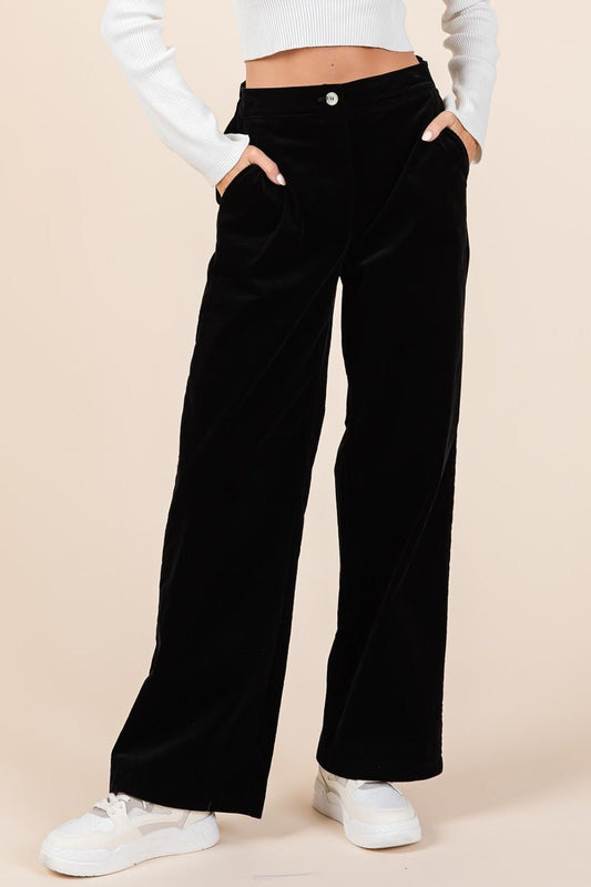 Mittoshop - Black Corduroy Straight Leg Pants