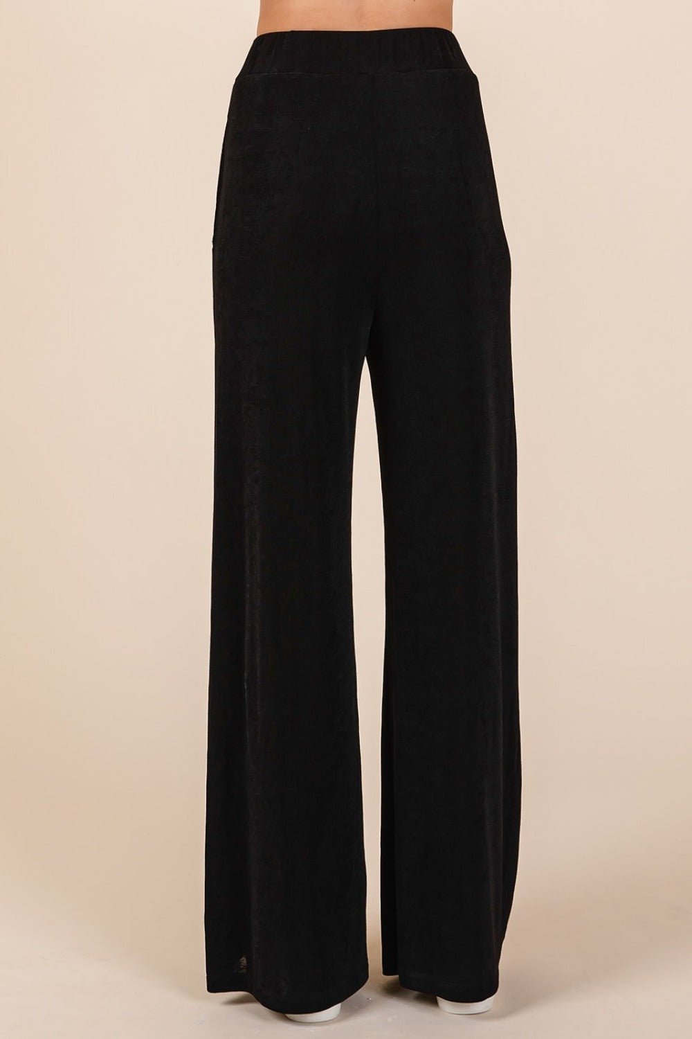 Mittoshop - Black Elastic Waist Pants with Pockets