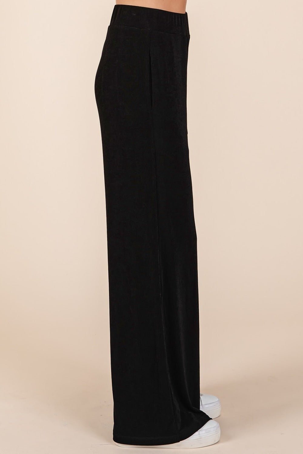 Mittoshop - Black Elastic Waist Pants with Pockets