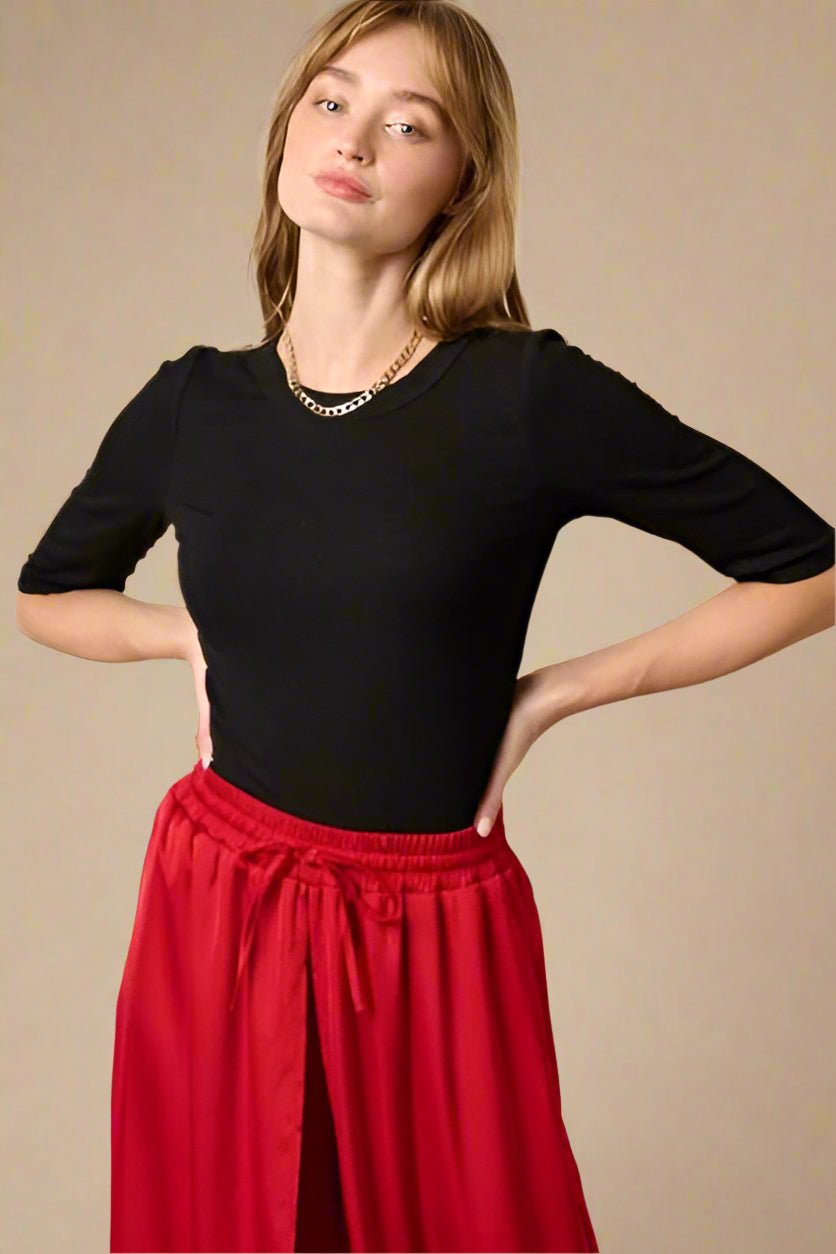 Mittoshop - Black Half Sleeve T-Shirt