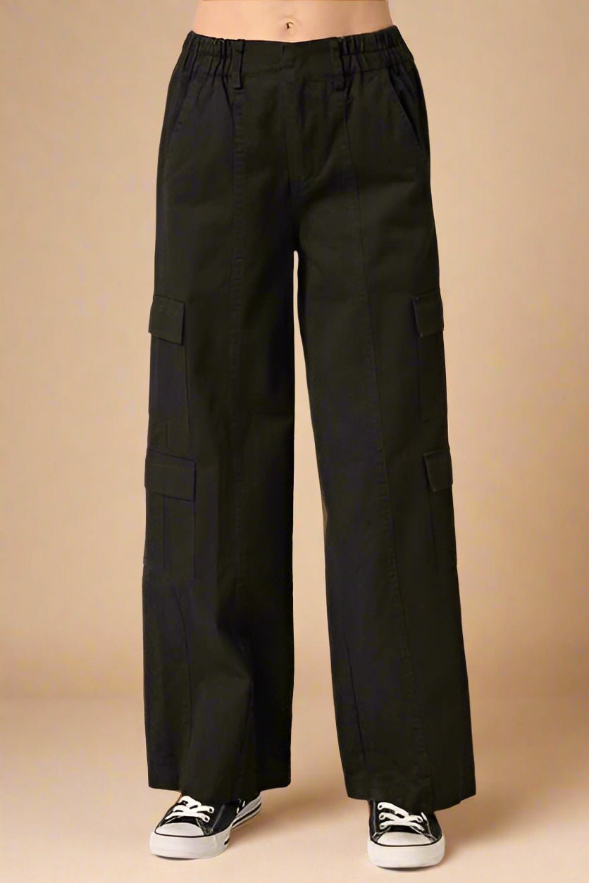 Mittoshop - Black Low Rise Cargo Pants