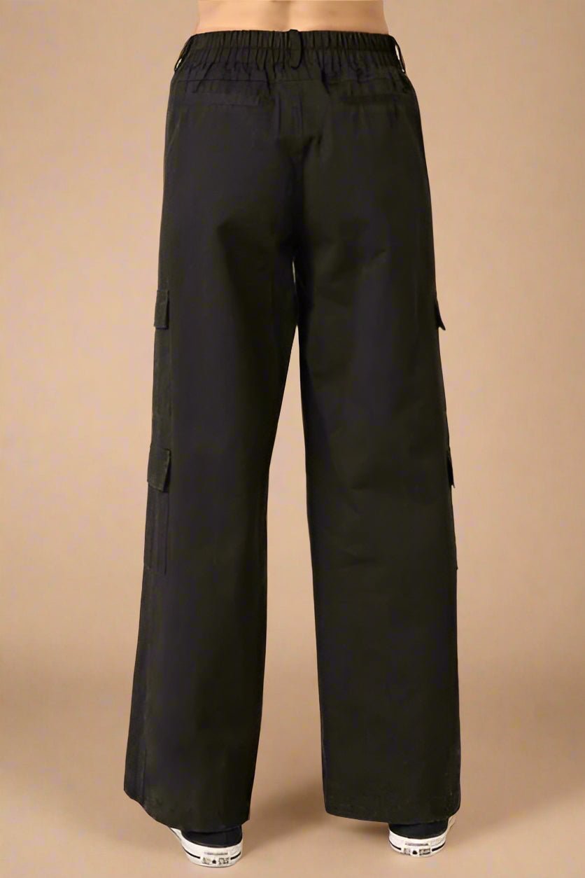 Mittoshop - Black Low Rise Cargo Pants