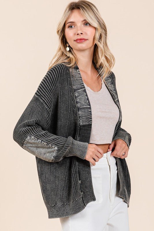 Mittoshop - Black Mineral Washed Open Front Cardigan