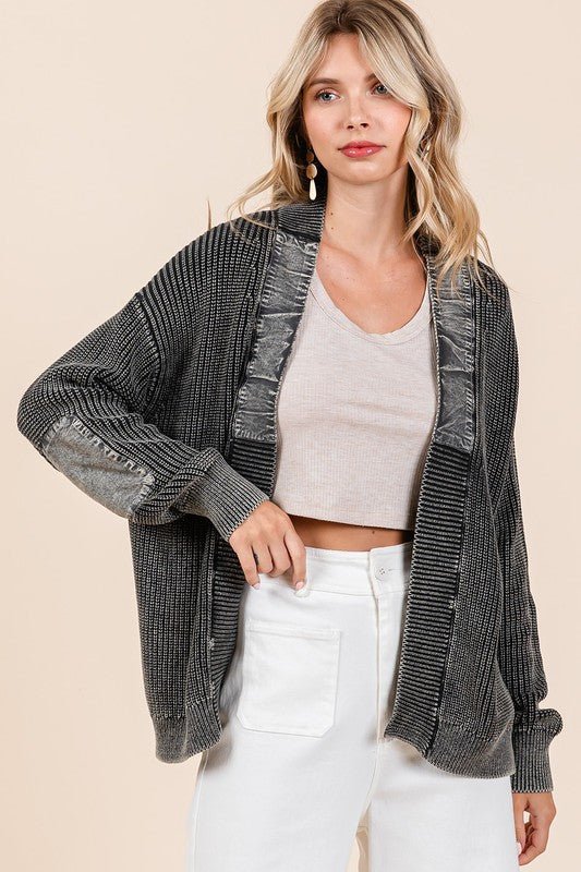 Mittoshop - Black Mineral Washed Open Front Cardigan