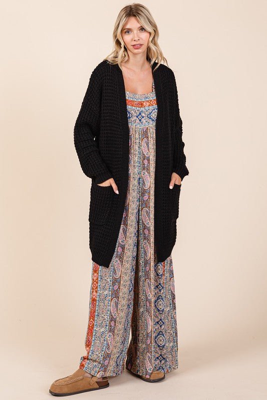 Mittoshop - Black Open Front Longline Cardigan