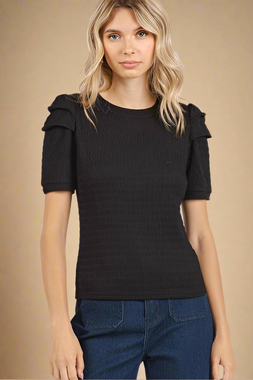 Mittoshop - Black Short Sleeve Blouse